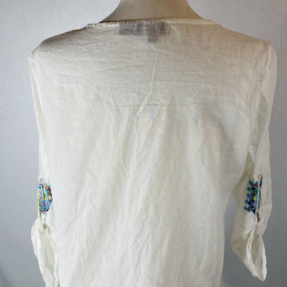 Ananda's Collection Sz L White Tunic Embroidered - image 8